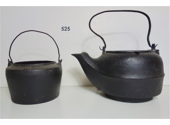 Antique Cast Iron Kettle & Pot