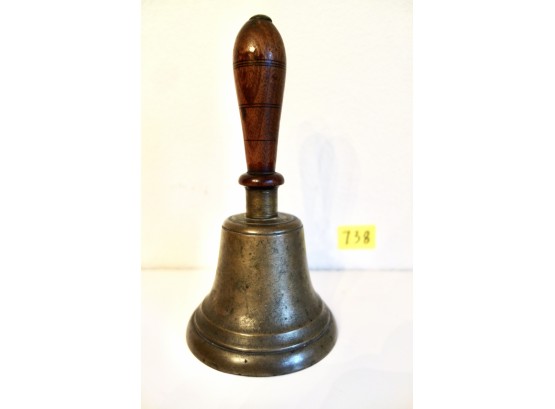 Antique Wood & Brass Bell, Marked 3