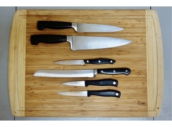 Wustoff & Henkel Knives With Like New Cutting Board