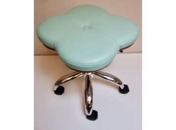 Fun Contemporary Adjustable Rolling Stool With Faux Leather Seat