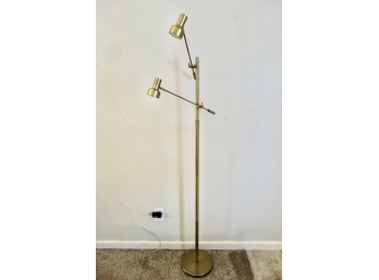 Contemporary Brass Toned Halogen Floor Lamp With Touch Switch
