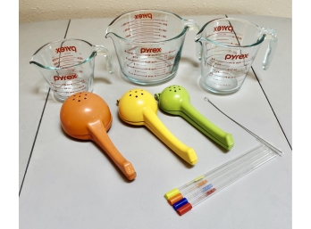 Pryex Measuring Cups, Citrus Juicers, & Glass Straws