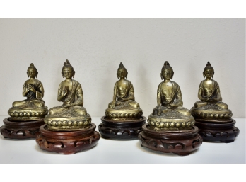 5 Buddha Statues With Different Hand Gestures