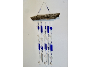 Handmade Art Glass Windchimes On Driftwood
