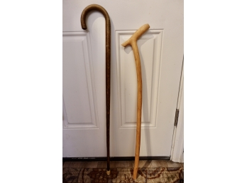 2 Canes, One Hand Carved