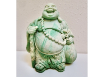 Happy Green Resin Buddha, AS IS