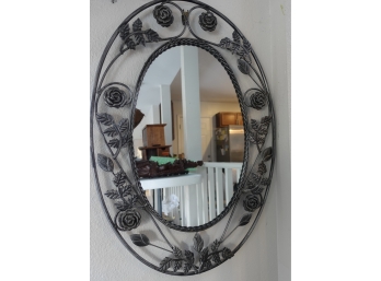 Metal Mirror With Floral Motif