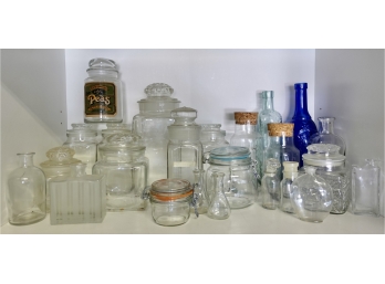 Assorted Glass Canisters & Bottles