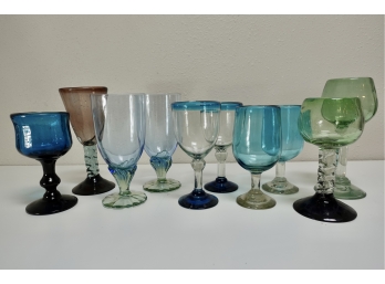 Assorted Colorful Goblets, Most Are Heavy & Look Handblown
