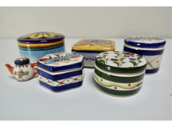 Handpainted Ceramic Trinket Boxes Including Deruta