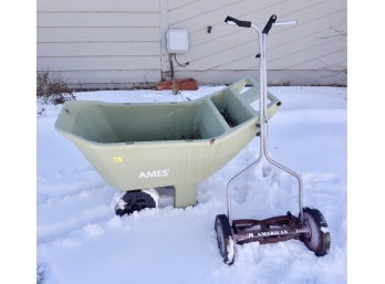 Ames Lawn Waste Wagon And American Non Motorized  Push Mower