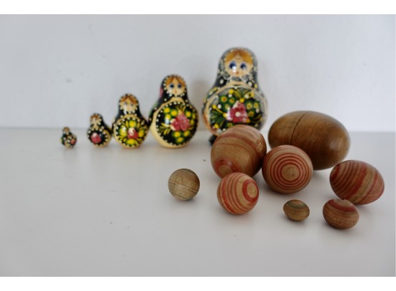 Nesting Russian Dolls And Wood Eggs
