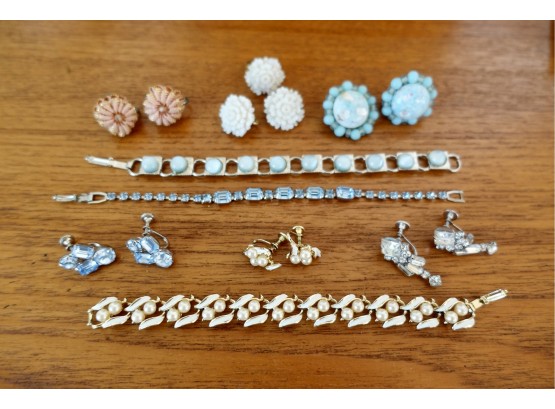 Vintage Bracelets With Coordinating Clip Earrings And More