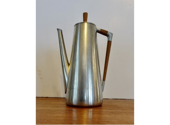 Mid Century Royal Holland Pewter Coffee Pot With Wood Accents