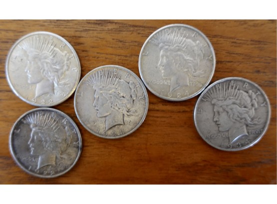 1922-s, 1922-D, 1923-D, 1924-S, & 1934-D Peace Silver Dollars