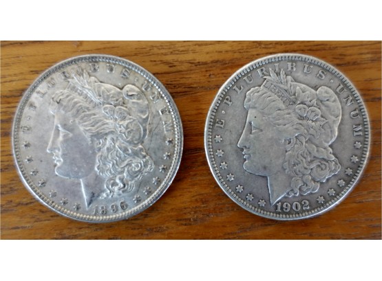 1896 & 1902 (both P) Morgan Silver Dollars