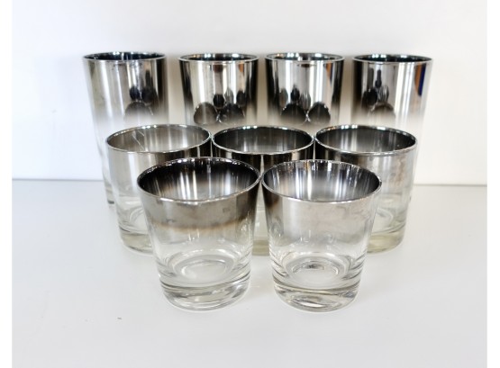 9 Mid Century Dorothy Thorpe Style Silver Ombre Bar Glasses In 3 Sizes
