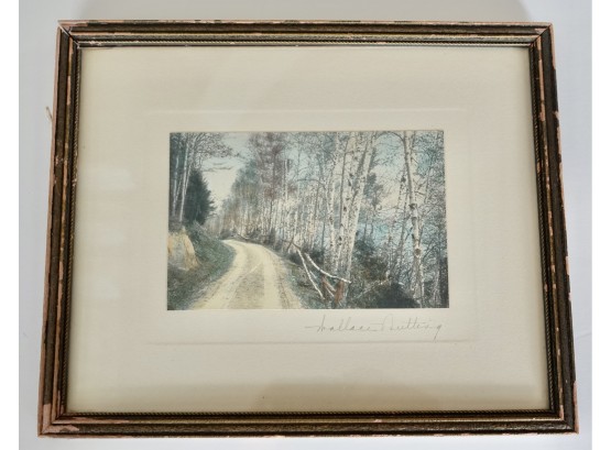 Original Signed Wallace Nutting Hand Colored Photograph Of Mountain Road In Period Frame