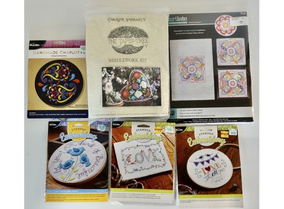 Assorted Embroidery Kits Including Carolyn Barrani's Tapis Tree