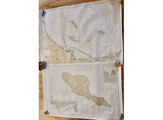 2 Large Maps Of The California Coast Including Catalina Island & San Diego