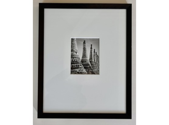 Original Black And White Framed/matted Photograph Of East Asian Temples