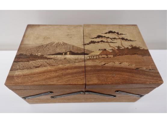 Lovely Mid Century Japanese Inlaid Miniature Sewing Box