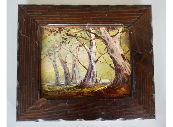 Original Oil On Canvas Of Forest Scene By Artist P Rivoli
