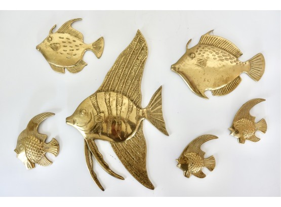 6 Very Cool Mid Century Brass Wall Fish