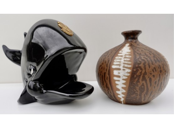 Mid Century Whale Planter & Pottery Vase