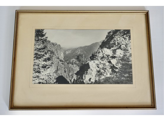 Original Black And White Photo Of Mountains Colorado (?) In Period Frame Early 1900's