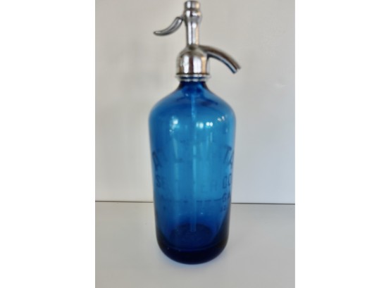 Antique Etched Blue Atlanta Seltzer Co Seltzer Bottle