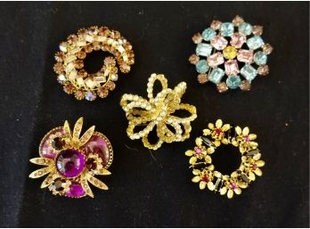 5 Stunning Large Vintage Brooches