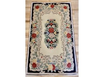 Roughly 3' X 5' Antique Rug With Floral Motif