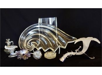 Gorgeous Shell Platter & Art Glass