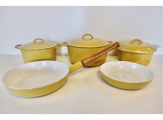 Vintage Descoware Enameled Cast Iron Cookware, 1 Missing Handle