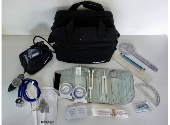 Lifetime Doctor's Bag With Blood Pressure Cuff, Stethescope, Tuning Forks, Goniometers, & More