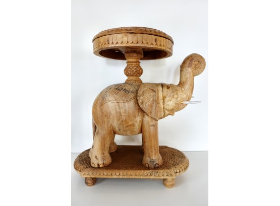 Awesome Solid Carved Wood Elephant Side Table Or Stool