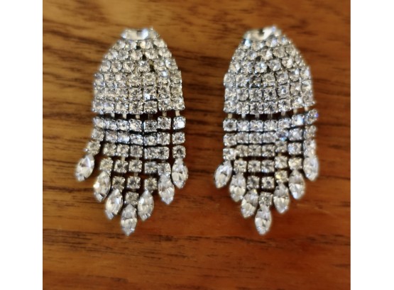 Gorgeous Large Vintage Rhinestone Earrings By Weiss