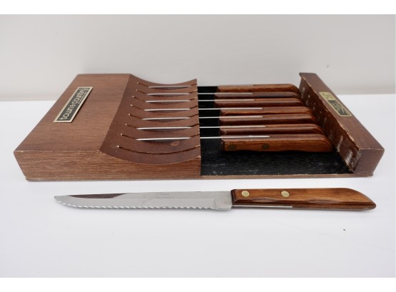 Vintage Town & Country By Washington Forge Steak Knives In Holder