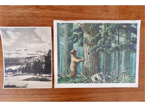 Gorgeous Vintage Print By Stan Galli With Photo Of Mt. Meeker & Longs Peak