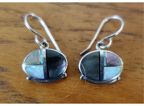 Gorgeous Pair Of Cathy Webster Earrings With Opal Inlay