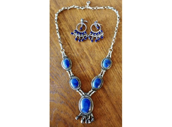 Lapis Necklace And Lapis And Sterling Earrings
