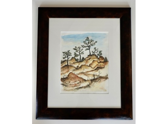 Original Watercolor Of Mountain Desert Landscape By George Anderson 1974