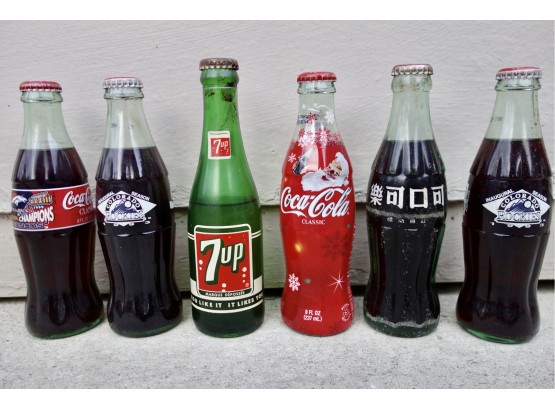 Vintage Collectible Coke And Other Soda Bottles With Soda Included