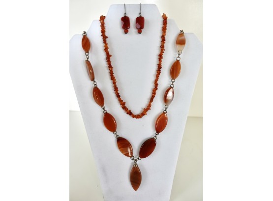 Carnelian Necklaces And Earrings
