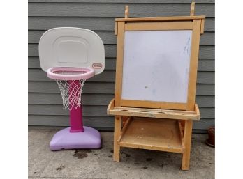 Kids Basket Ball Hoop & Art Easel