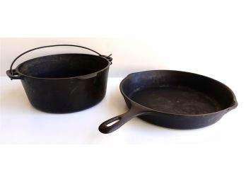 Wagner Ware 11.75' Skillet And 10' Pot