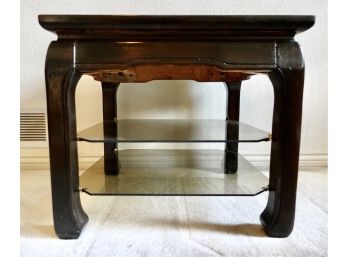 Wood And Glass Occasional Table With Asian Lines