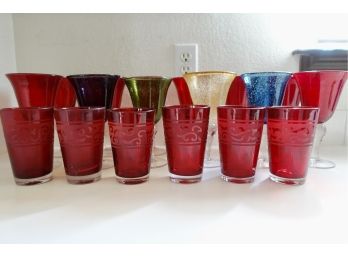 Colorful Goblets And Etched Red Tumblers