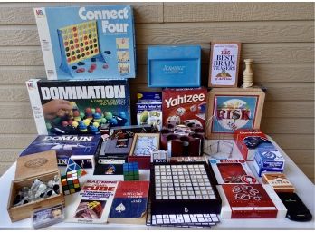 Games Including New In Wood Box Risk, Glass Chess Pieces,  & More